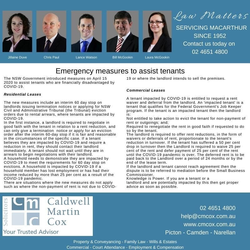 Emergency Measures for Tenants (1) Emergency Measures for Tenants | CMCox