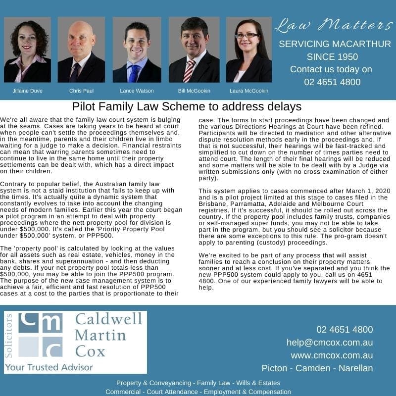 Pilot Family Law Scheme (1) PPP500 - Pilot Family Law Scheme - CMCox